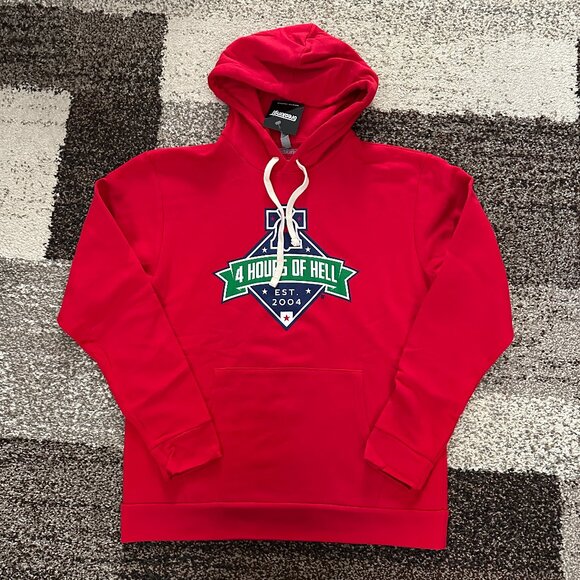 BREAKINGT (L) Four Hours of Hell Phillies Hoodie Red October CBP  Postseason MLB - Picture 1 of 9
